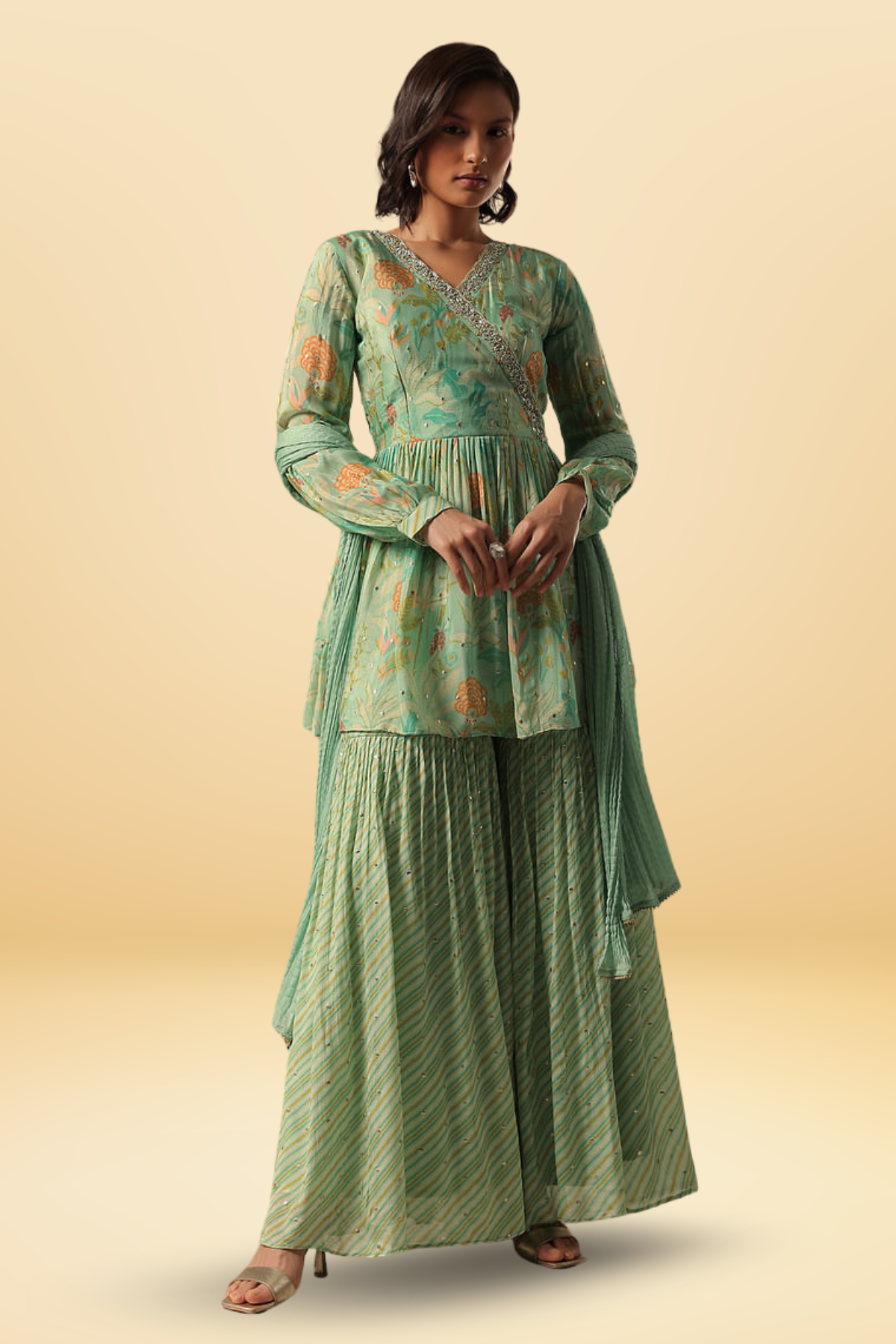 Nayira Denim Jacket & Sharara Set main image 0