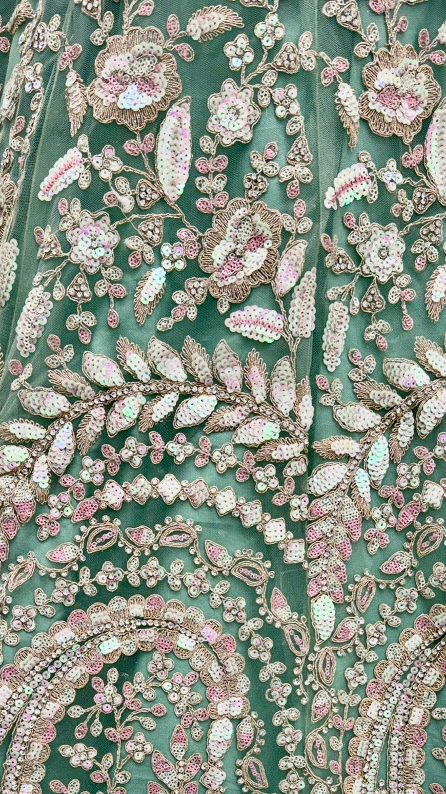 Sage Green Sequin & Dori Embroidered Lehenga