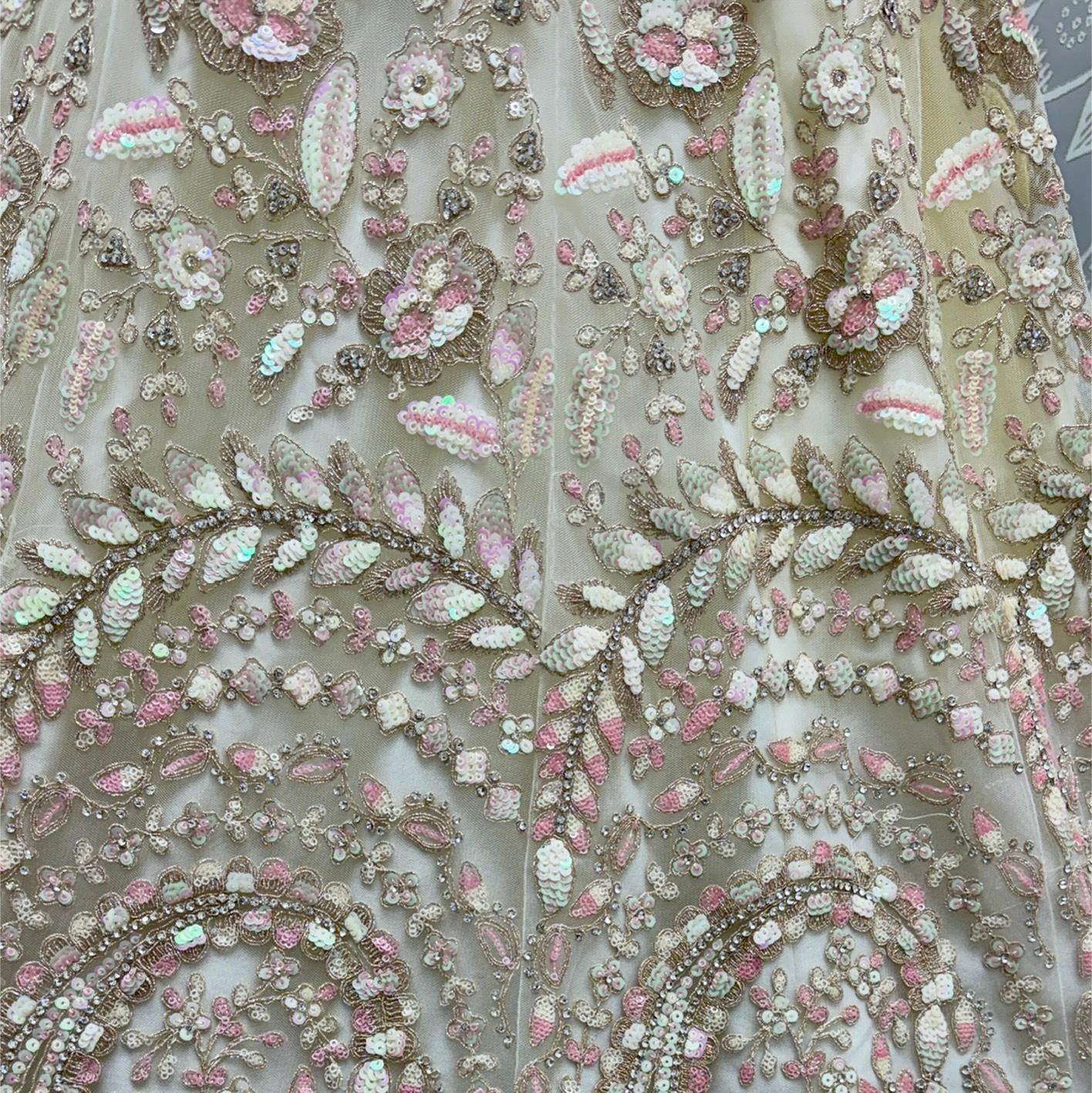 Off-White Rainbow Sequin Lehenga Choli with Dori Embroidery