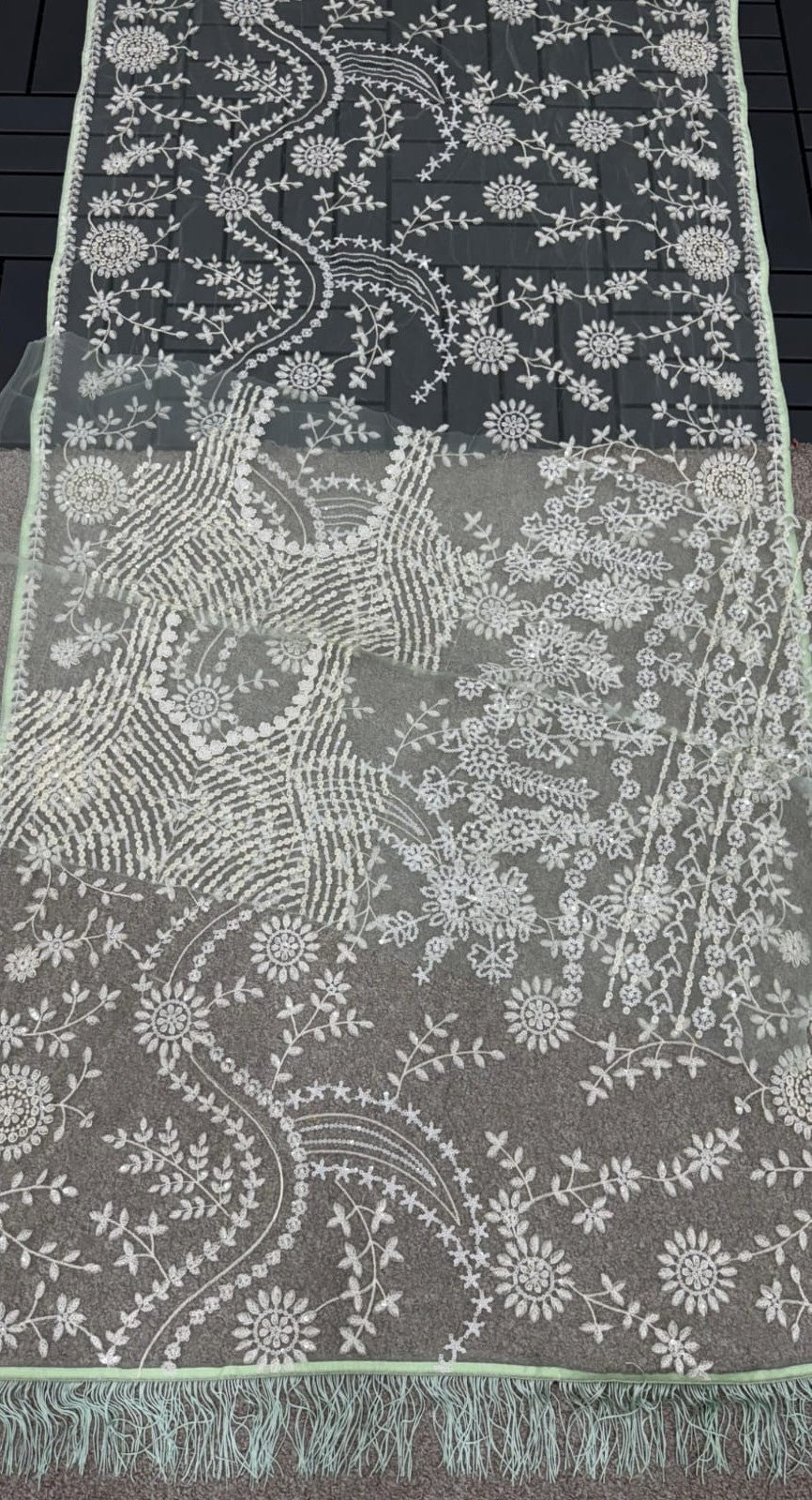 Sequin Embroidered Net Saree - Multiple Colour Options