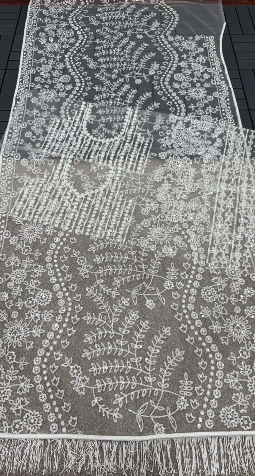 Sequin Embroidered Net Saree - Multiple Colour Options
