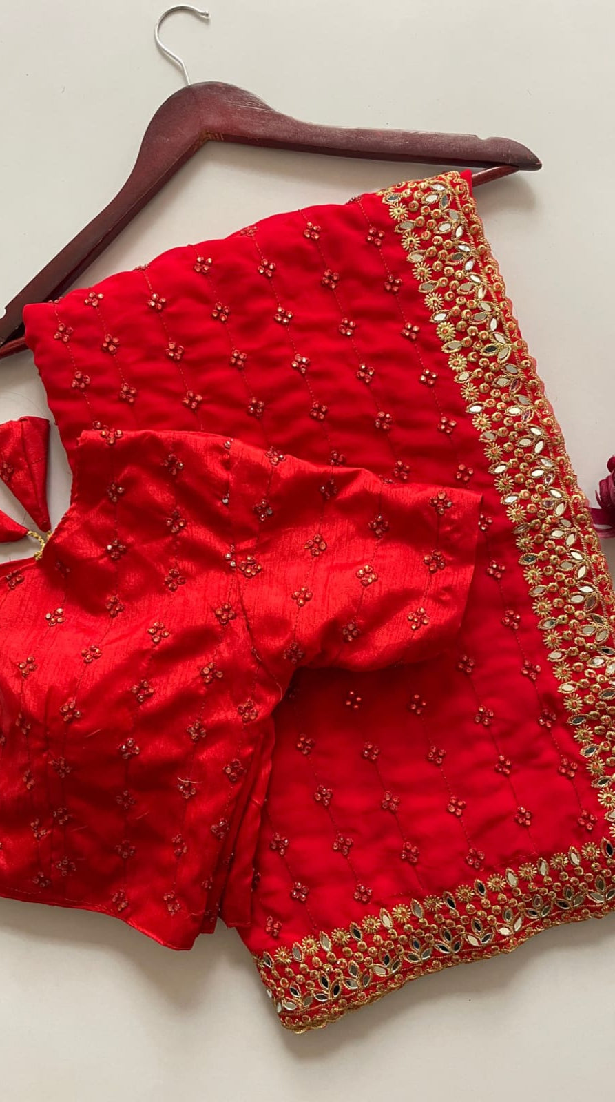 Faux Georgette Sequin & Mirror Work Saree