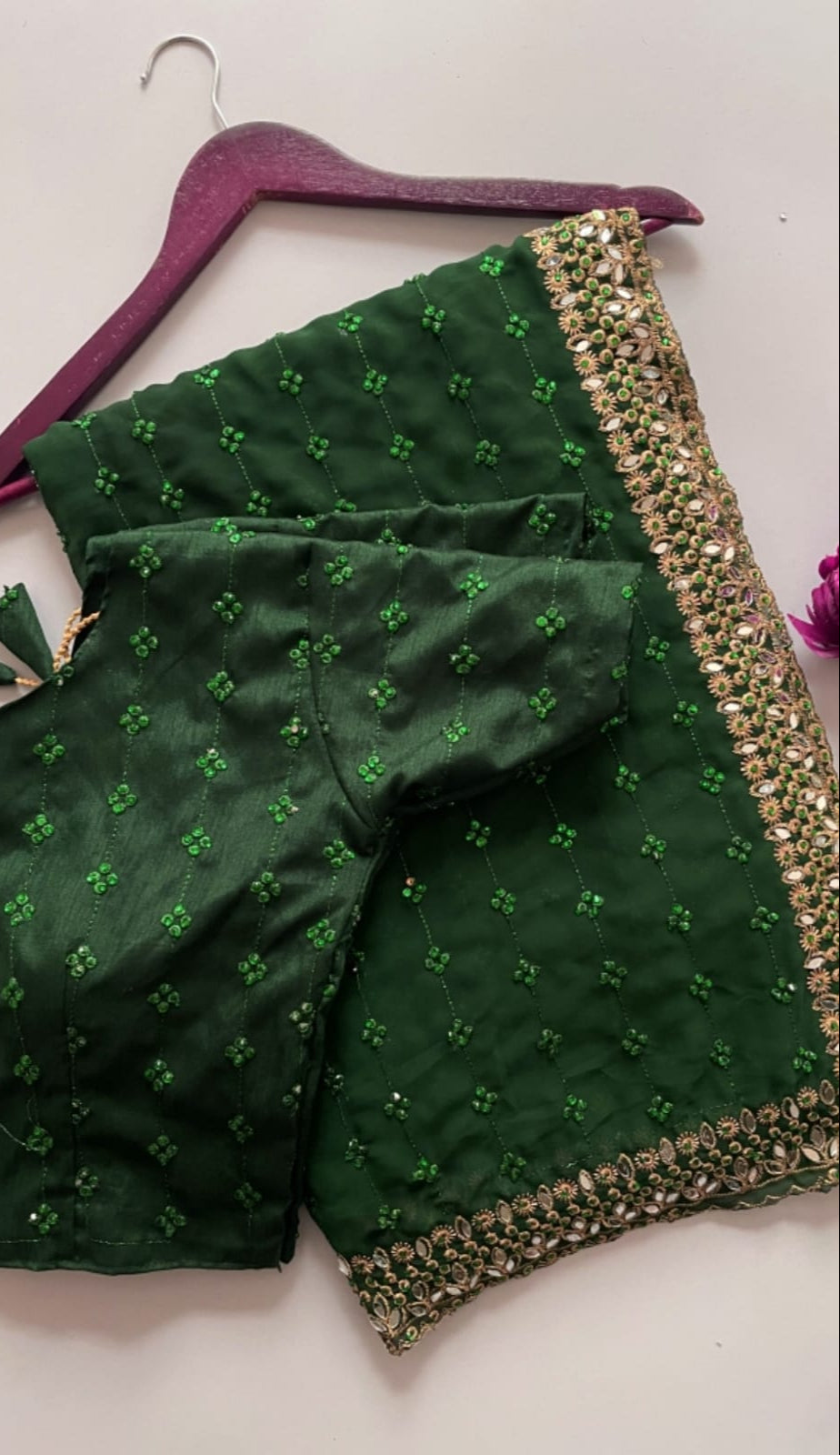 Faux Georgette Sequin & Mirror Work Saree