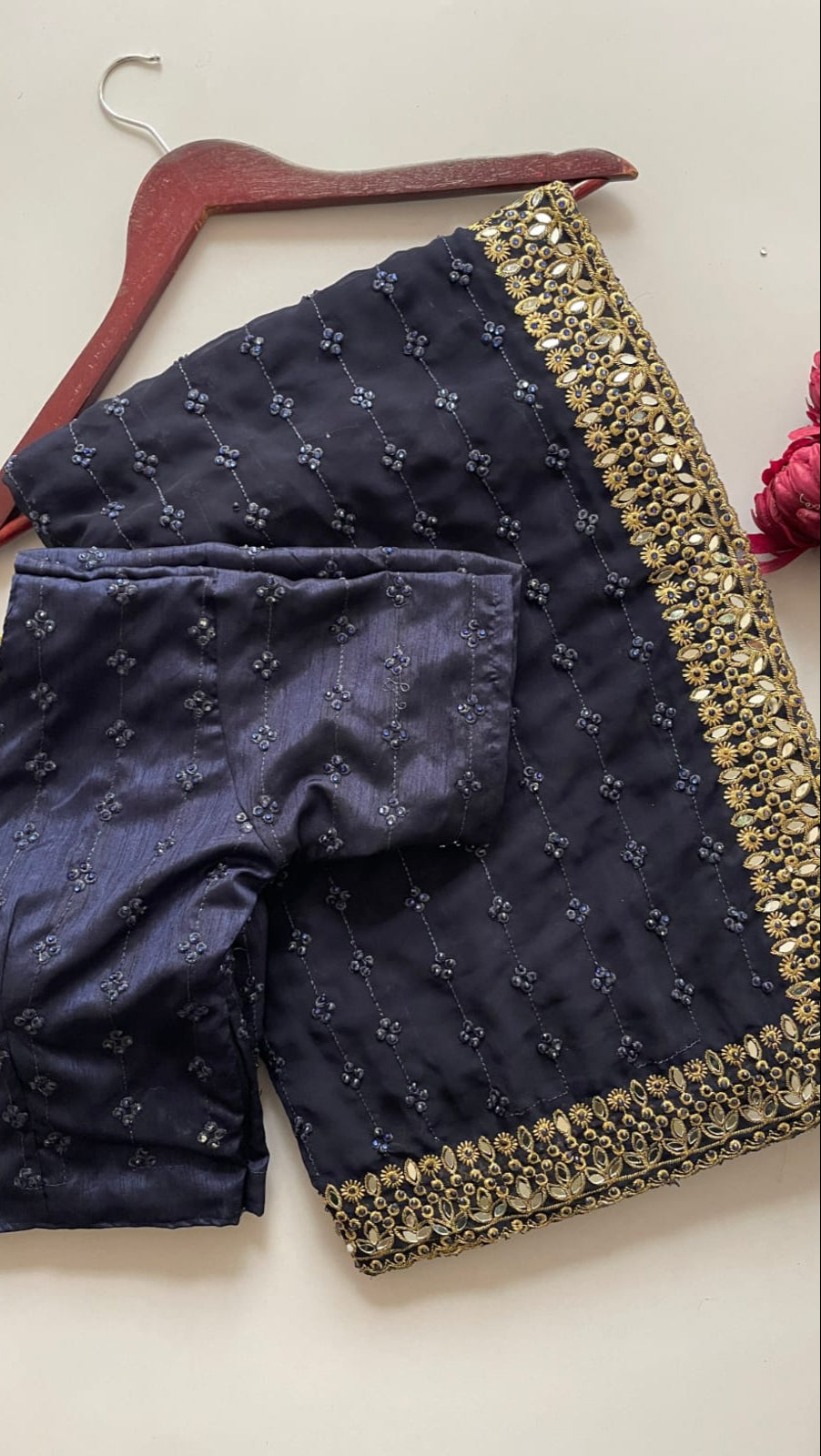 Faux Georgette Sequin & Mirror Work Saree