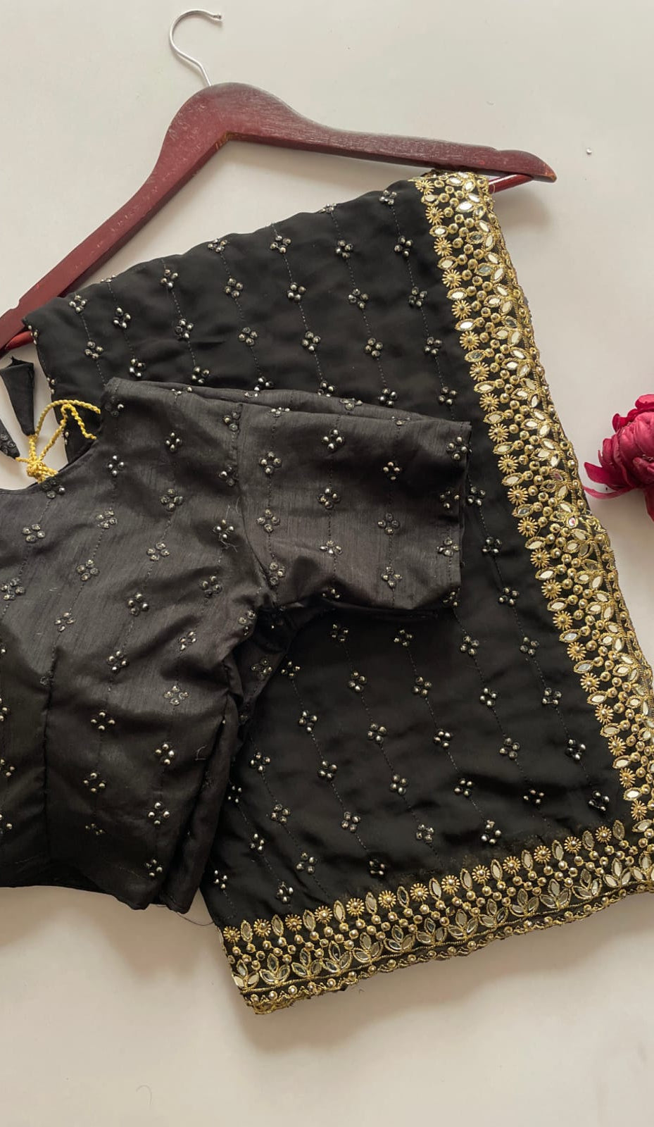 Faux Georgette Sequin & Mirror Work Saree