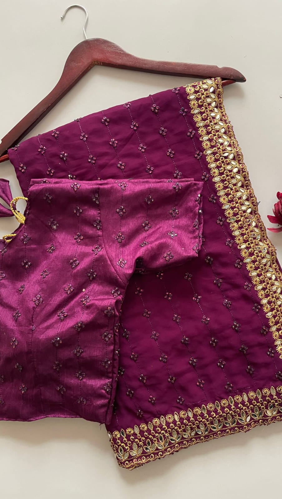 Faux Georgette Sequin & Mirror Work Saree