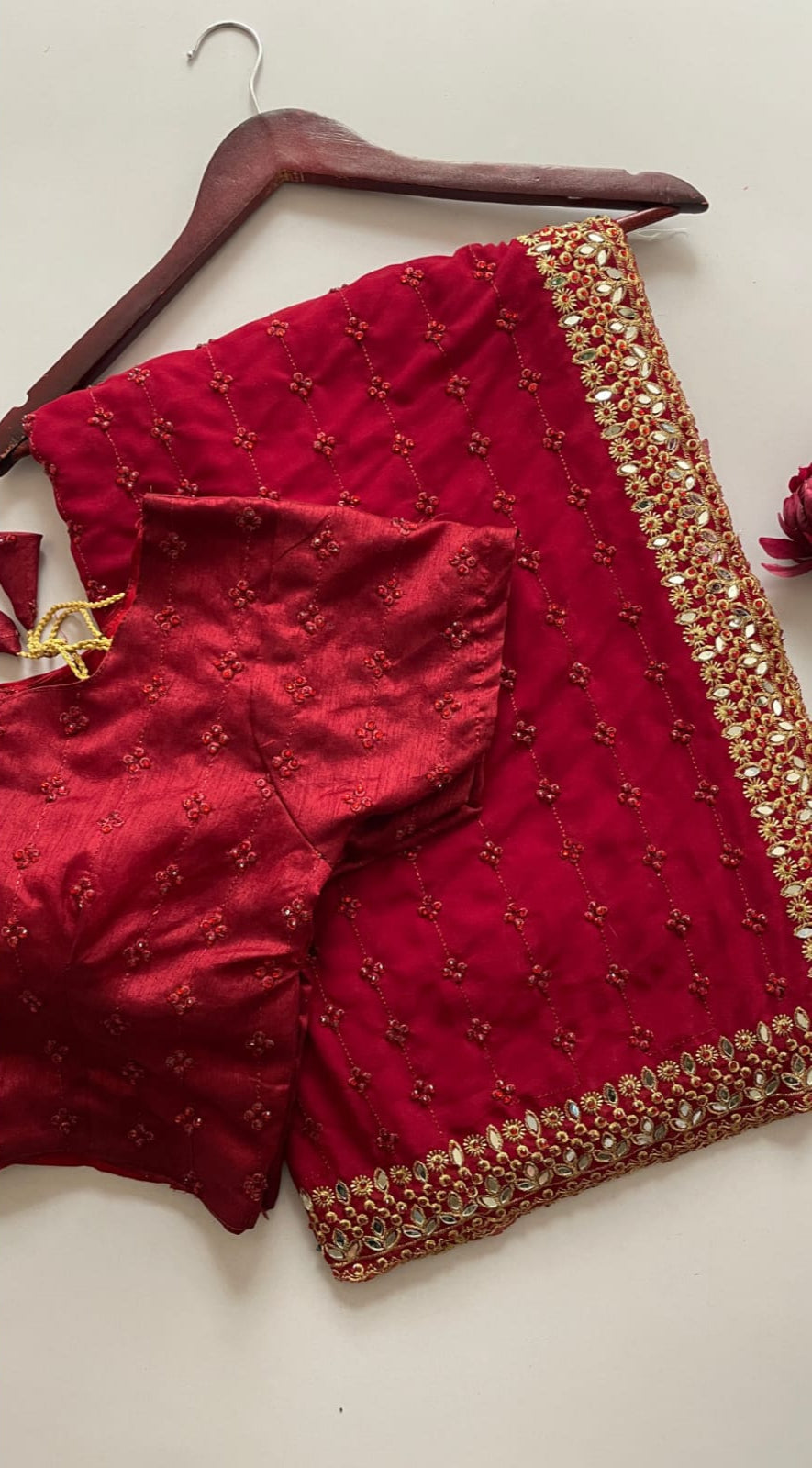Faux Georgette Sequin & Mirror Work Saree