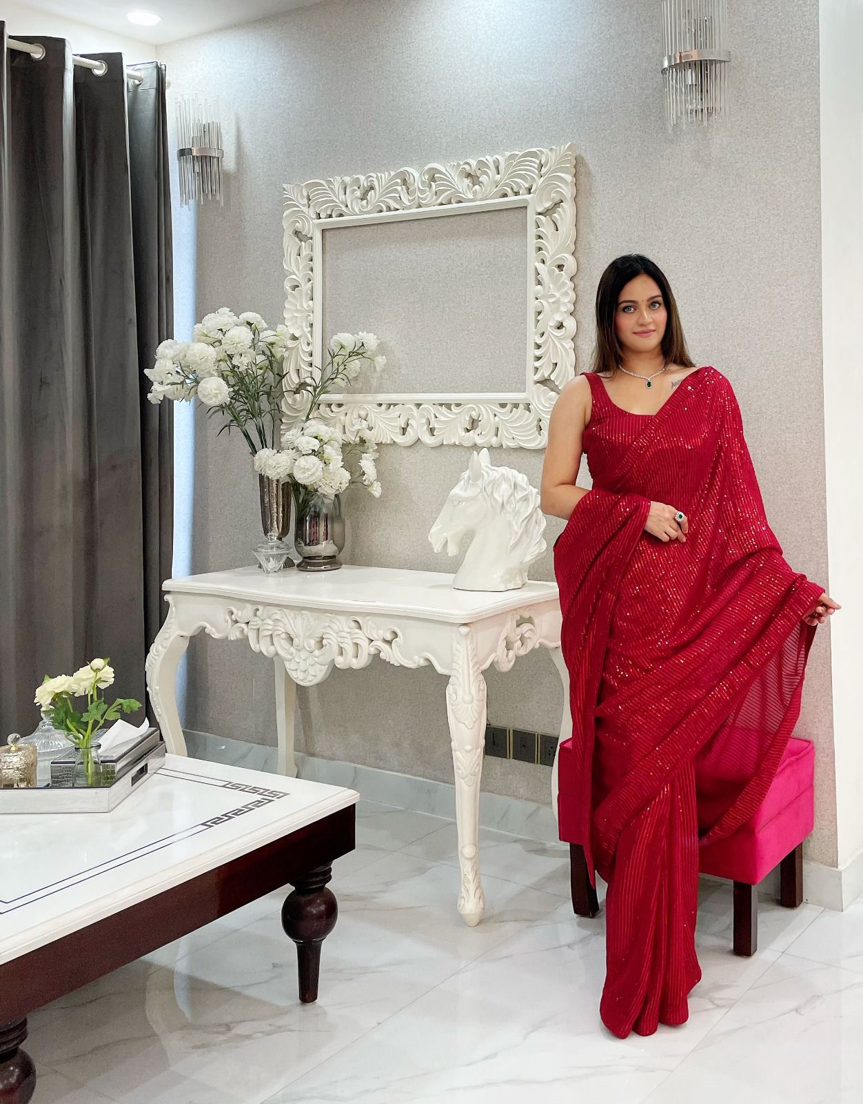 Georgette Sequin Saree