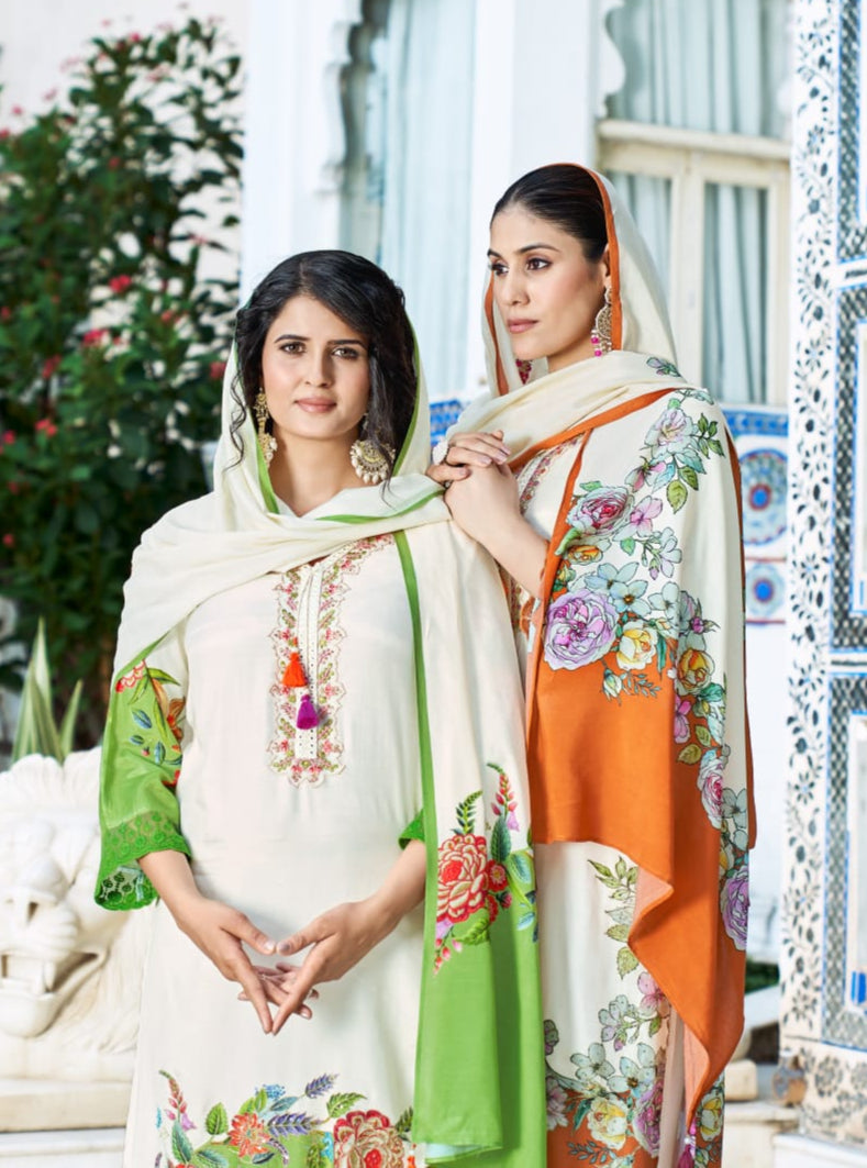 Elegant Punjabi Set with Handwork & Lace Detailing – 4 Colour Options