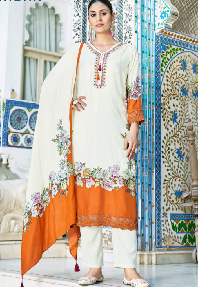 Elegant Punjabi Set with Handwork & Lace Detailing – 4 Colour Options