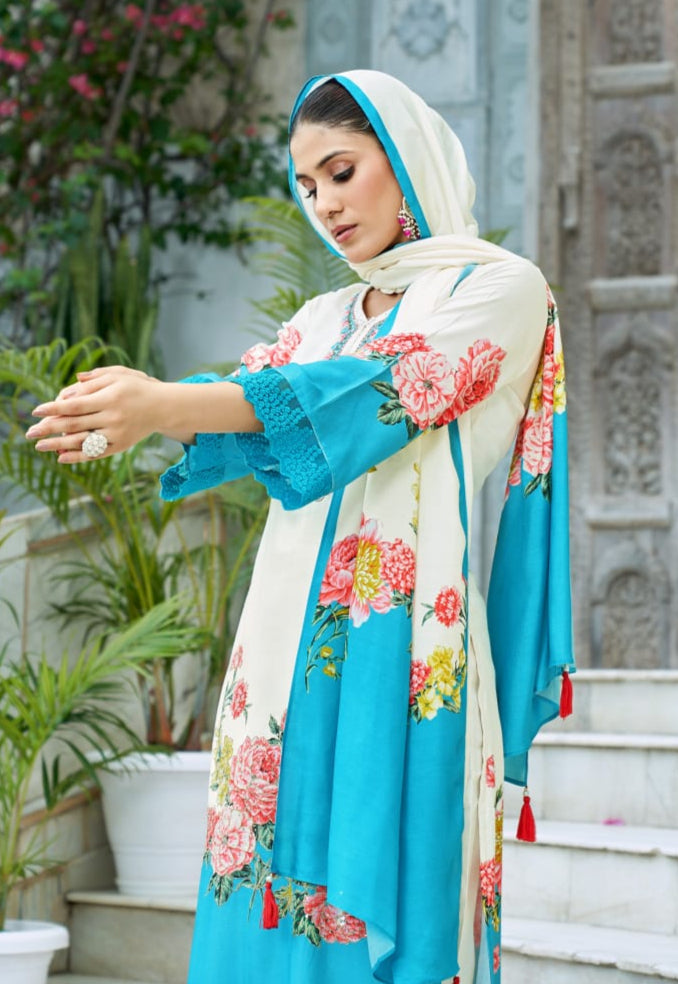 Elegant Punjabi Set with Handwork & Lace Detailing – 4 Colour Options