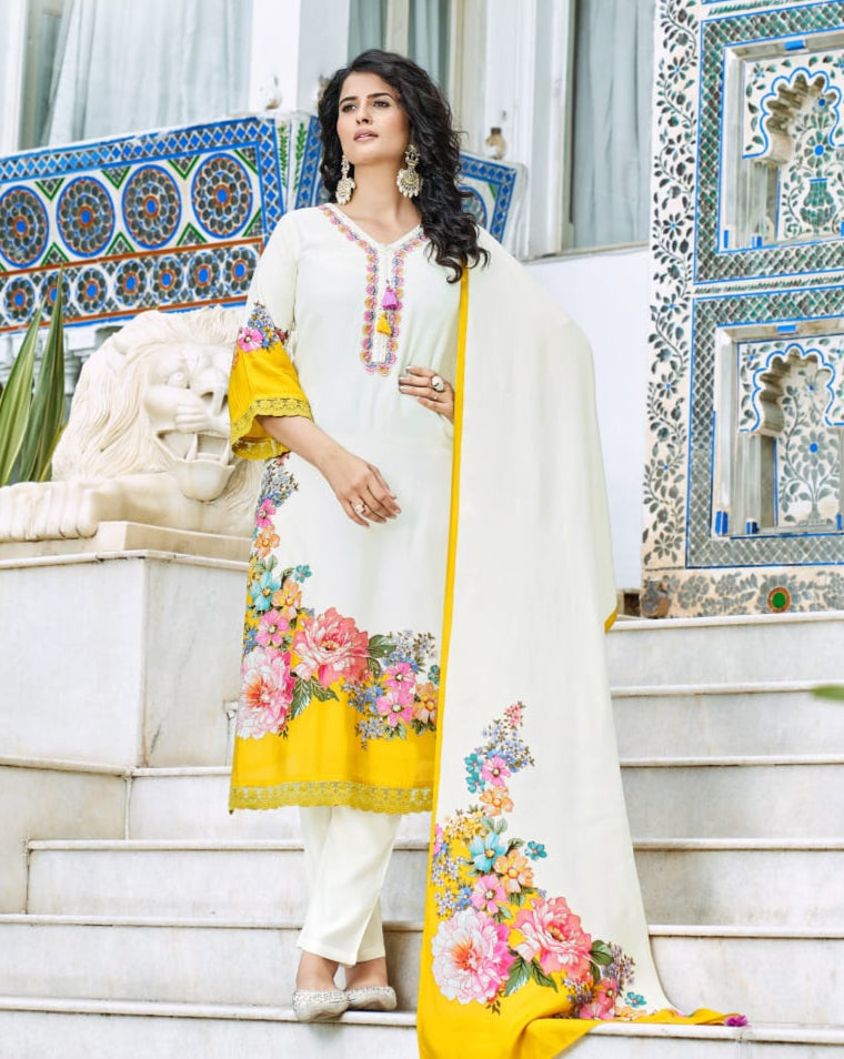 Elegant Punjabi Set with Handwork & Lace Detailing – 4 Colour Options