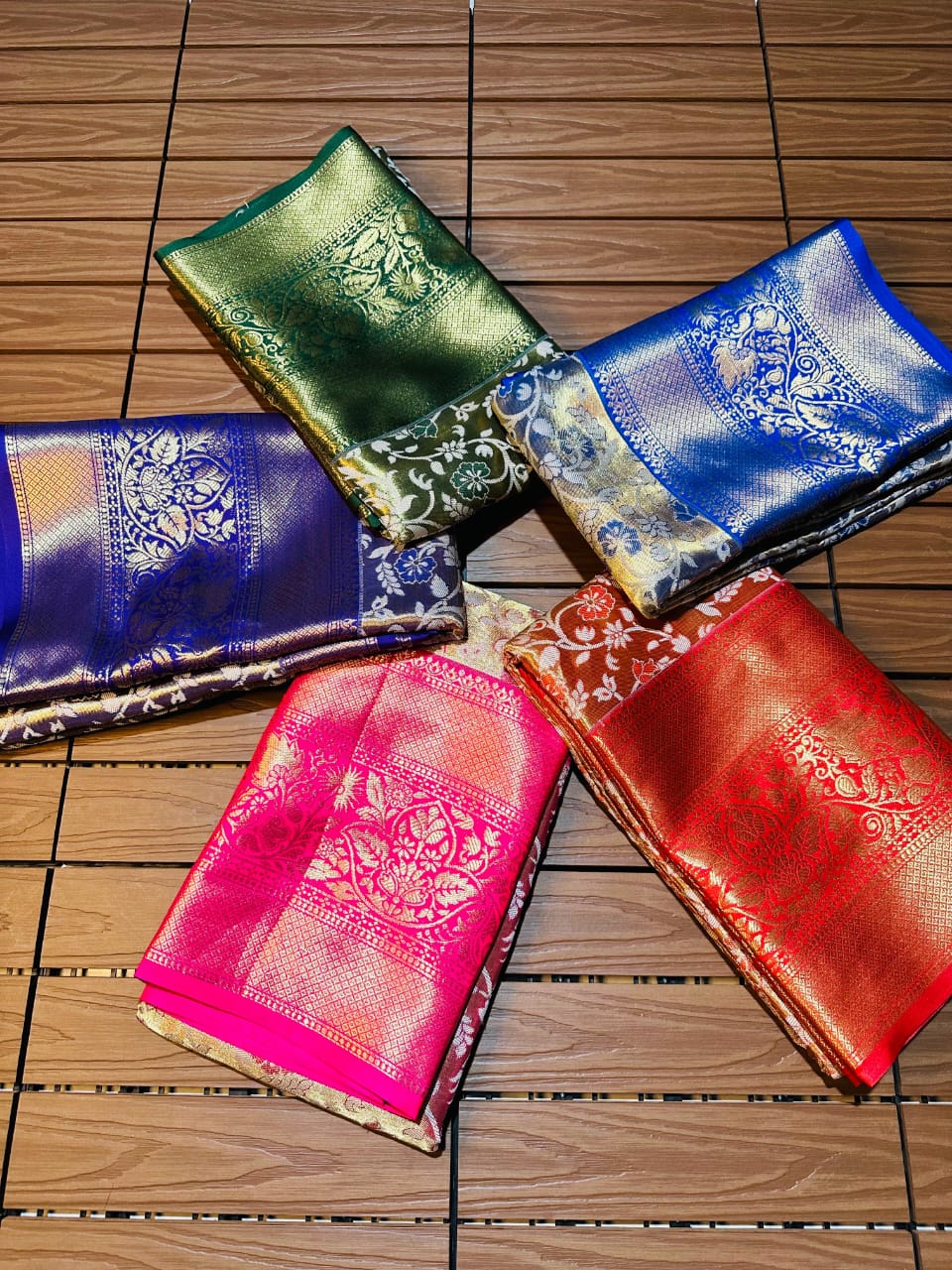 Semi Kanjivaram Silk Weaving Saree with Rich Gold Zari Pallu - Brocade Blouse