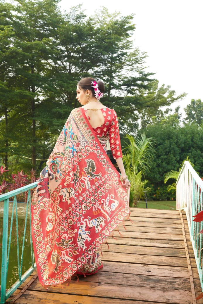Soft Tussar Silk Patola Print Saree