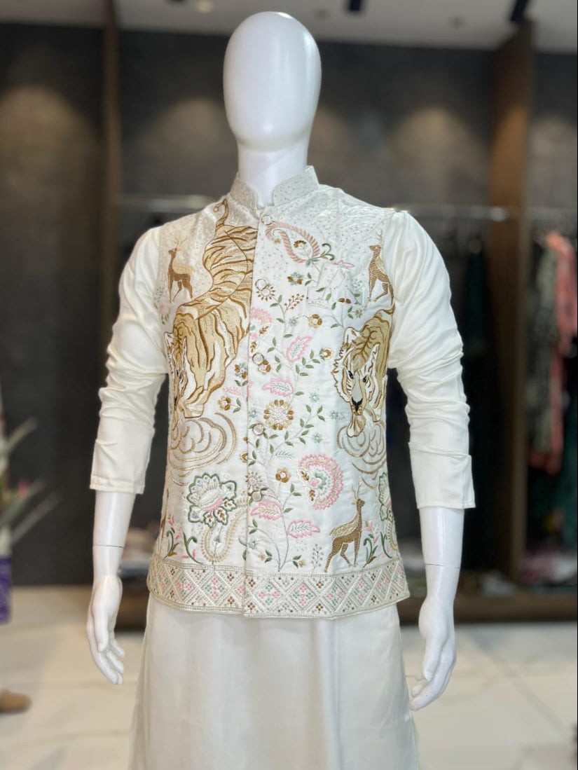 Malai Satin Embroidered Kurta Set