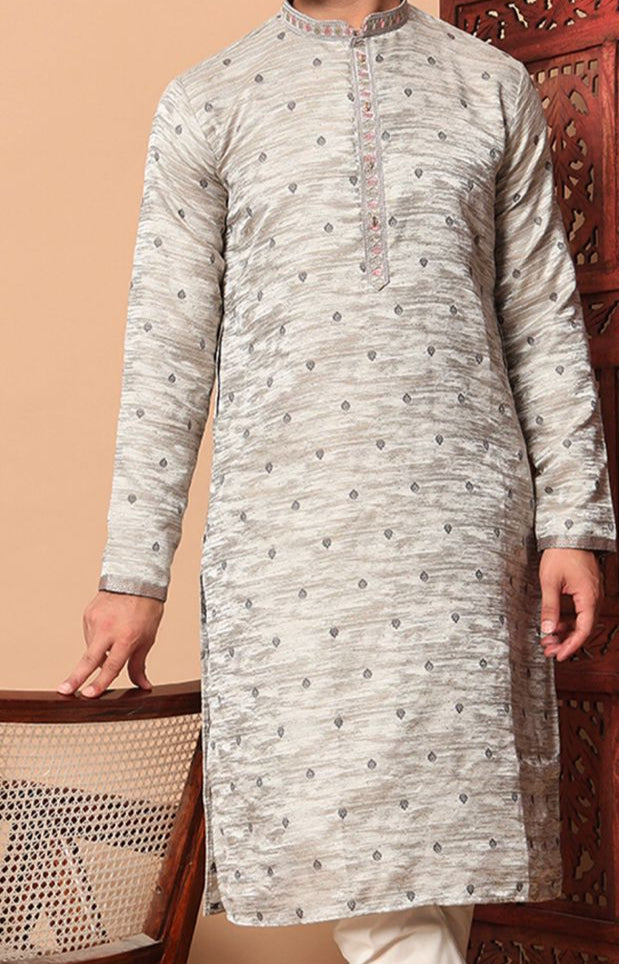 Men’s Jacquard Sequin Kurta-Set