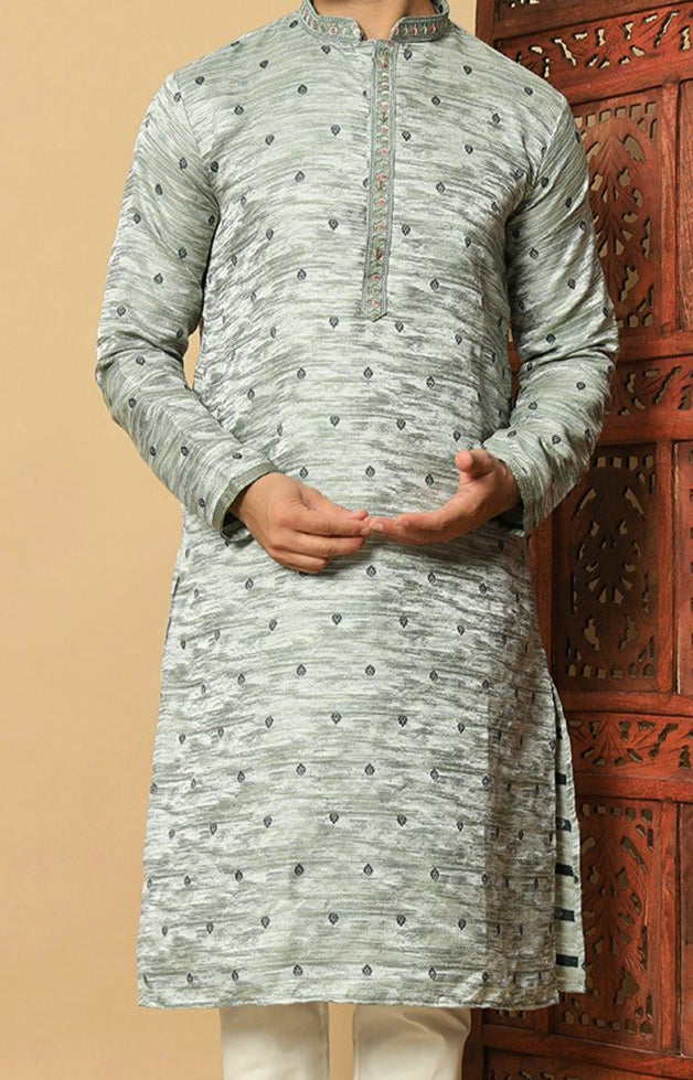 Men’s Jacquard Sequin Kurta-Set