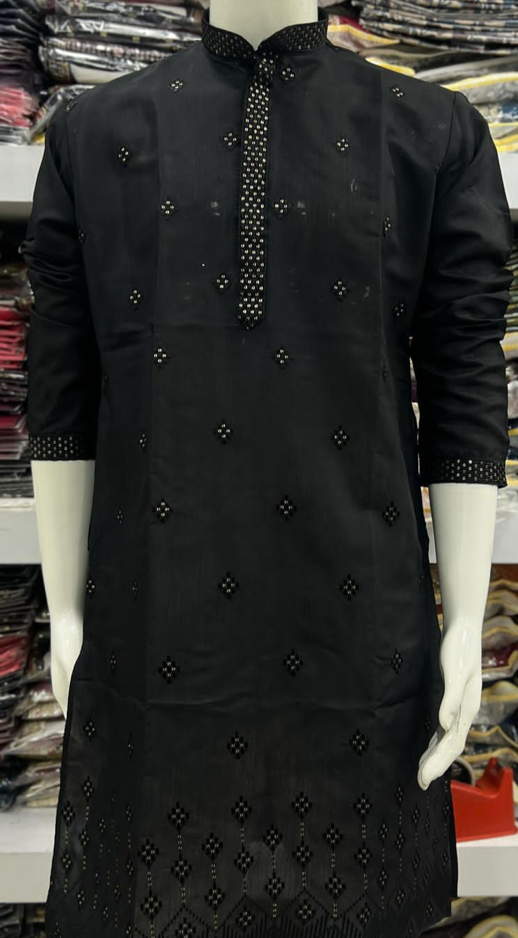 Men’s Premium Silk Embroidered Kurta-Set