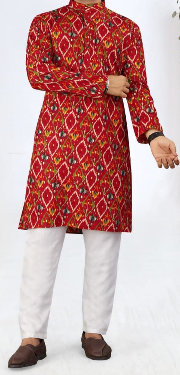 Men’s Heavy Rayon Foil-Print Kurta