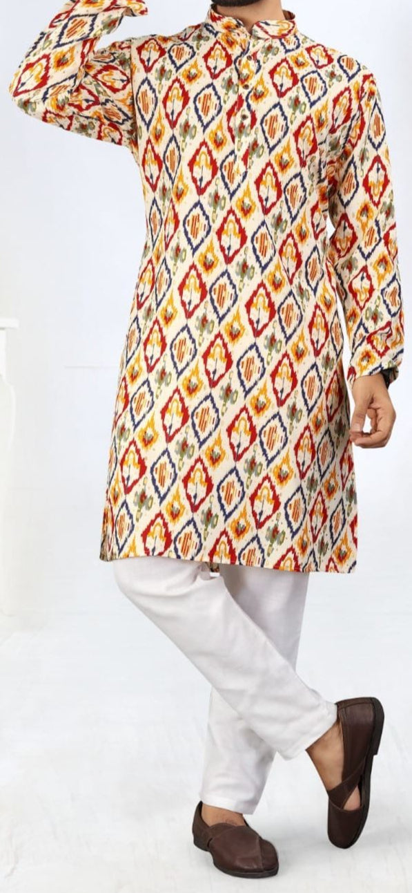 Men’s Heavy Rayon Foil-Print Kurta
