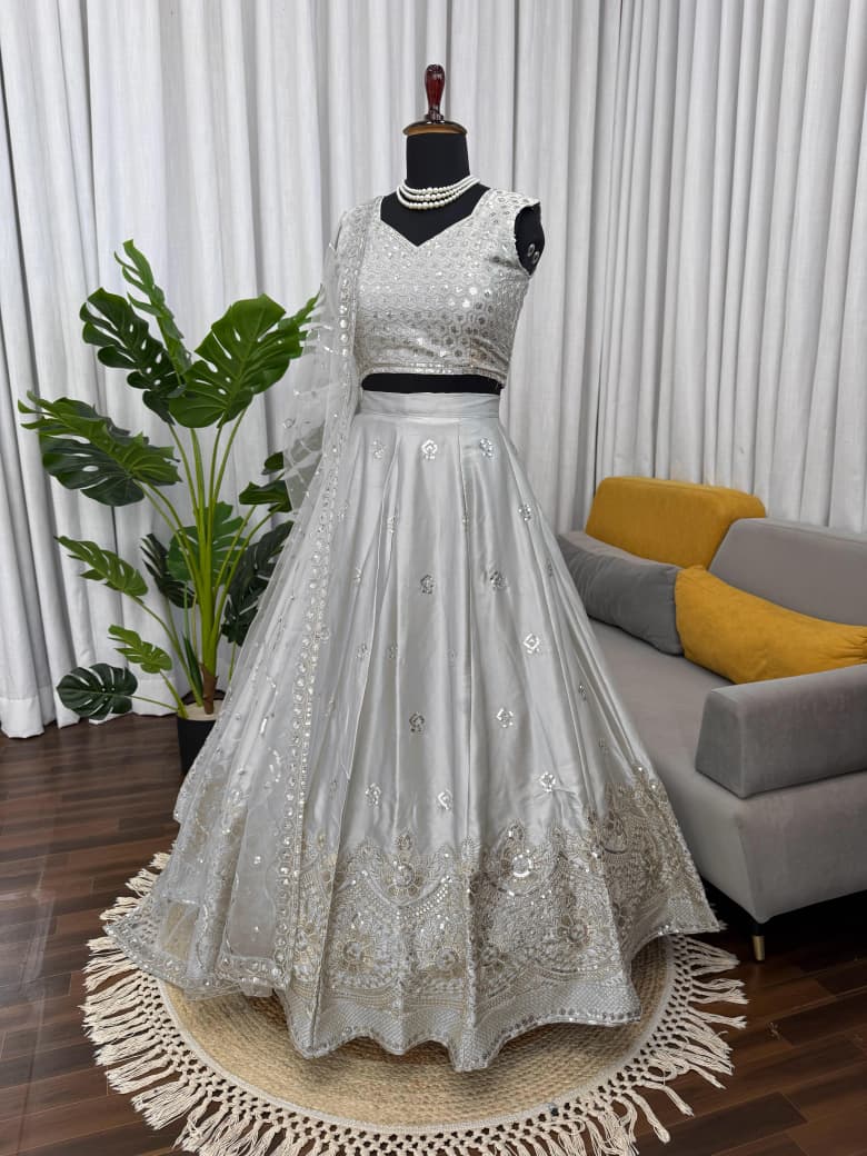 Silver Embroidered Lehenga Set | Boutique Luxe