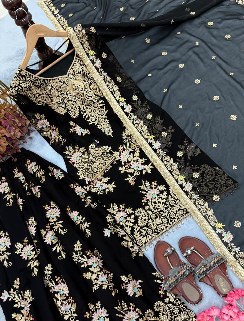 Sequin Embroidered Palazzo Set with Dupatta