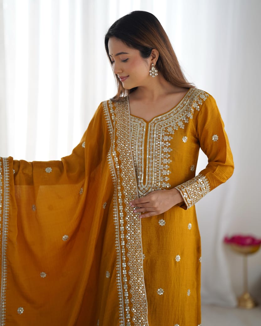 Silk Embroidered Sharara Set β 3-Piece Fully Stitched