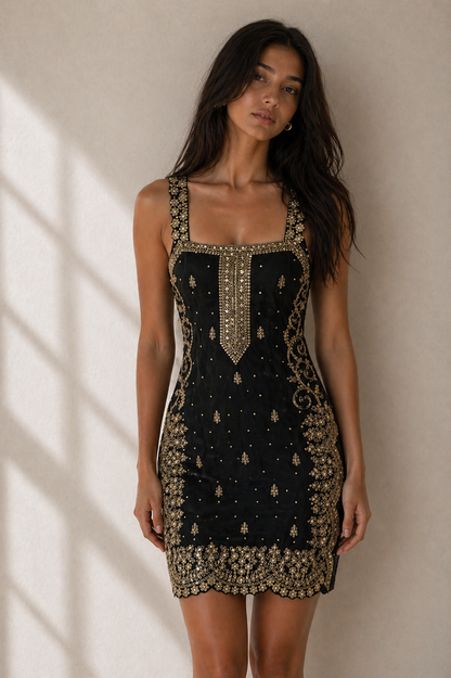 The Nyx Noir Heirloom Dress (Midnight Gold)