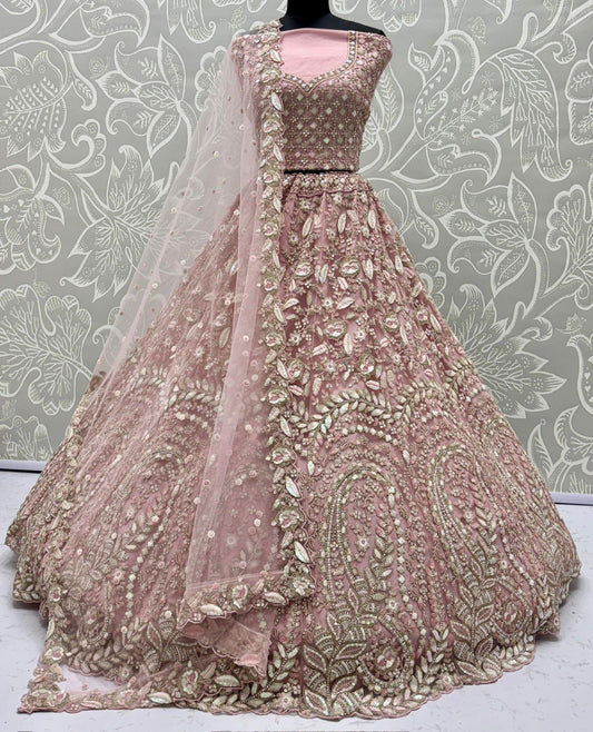 Blush Pink Lehenga with Rainbow Sequin & Dori Embroidery