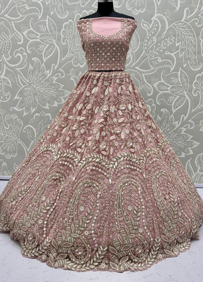Blush Pink Lehenga with Rainbow Sequin & Dori Embroidery