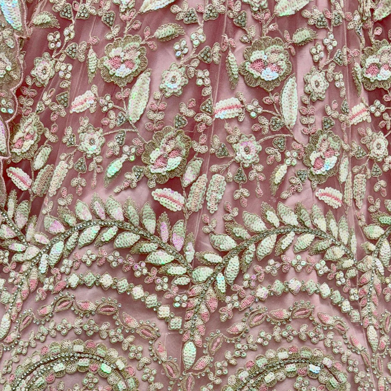 Blush Pink Lehenga with Rainbow Sequin & Dori Embroidery