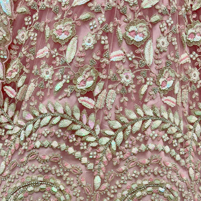 Blush Pink Lehenga with Rainbow Sequin & Dori Embroidery