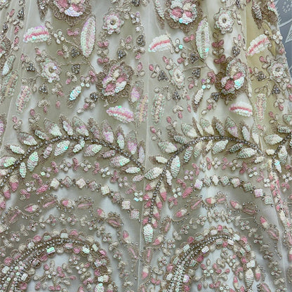 Off-White Rainbow Sequin Lehenga Choli with Dori Embroidery