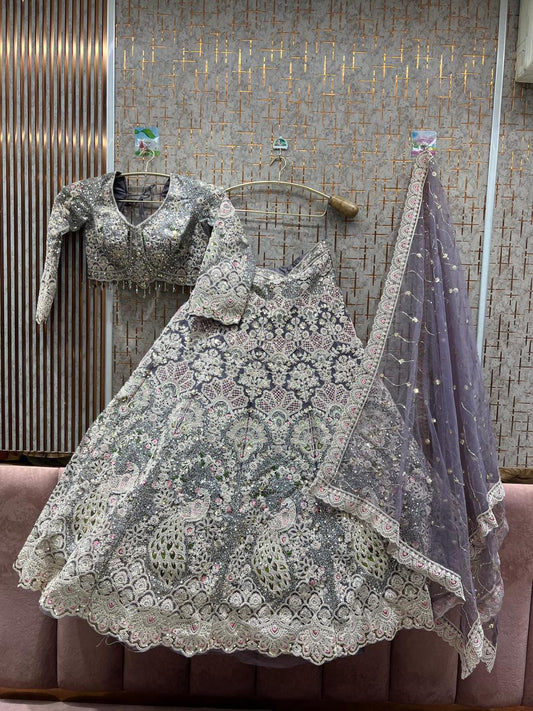 Mauve Luxe Lehenga with Peacock Embroidery & Full Bridal Flair