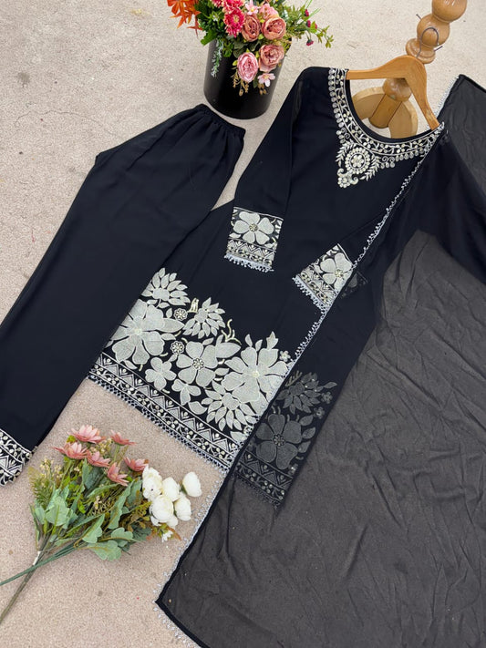 Simple and elegant black and white punjabi