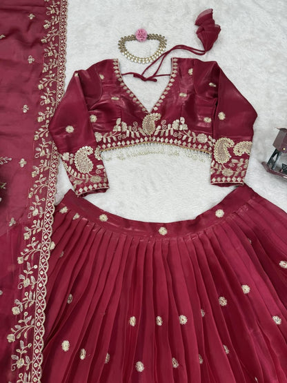Embroidered Lehenga with Dupatta
