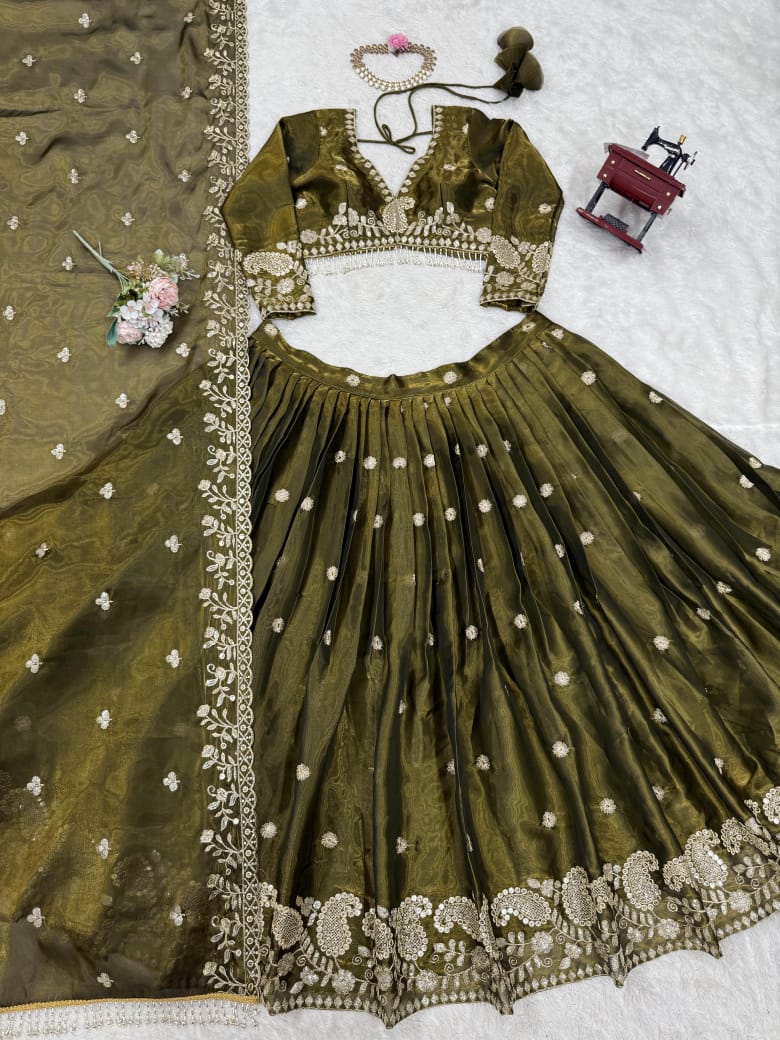 Embroidered Lehenga with Dupatta