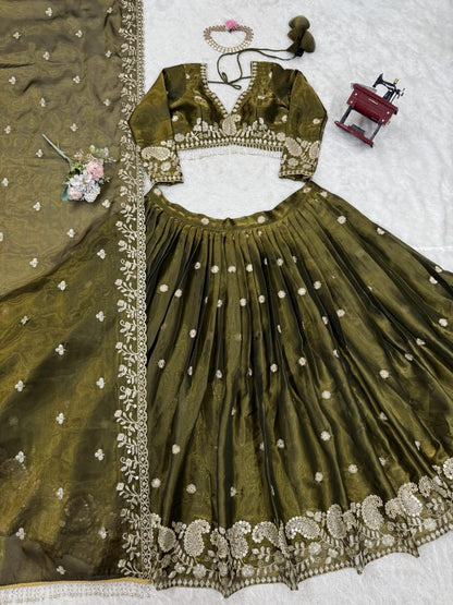 Embroidered Lehenga with Dupatta