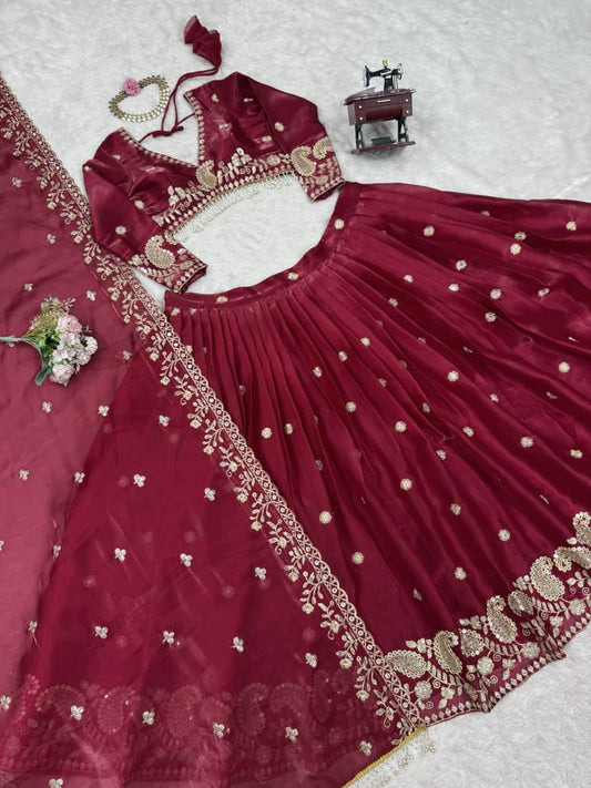 Embroidered Lehenga with Dupatta
