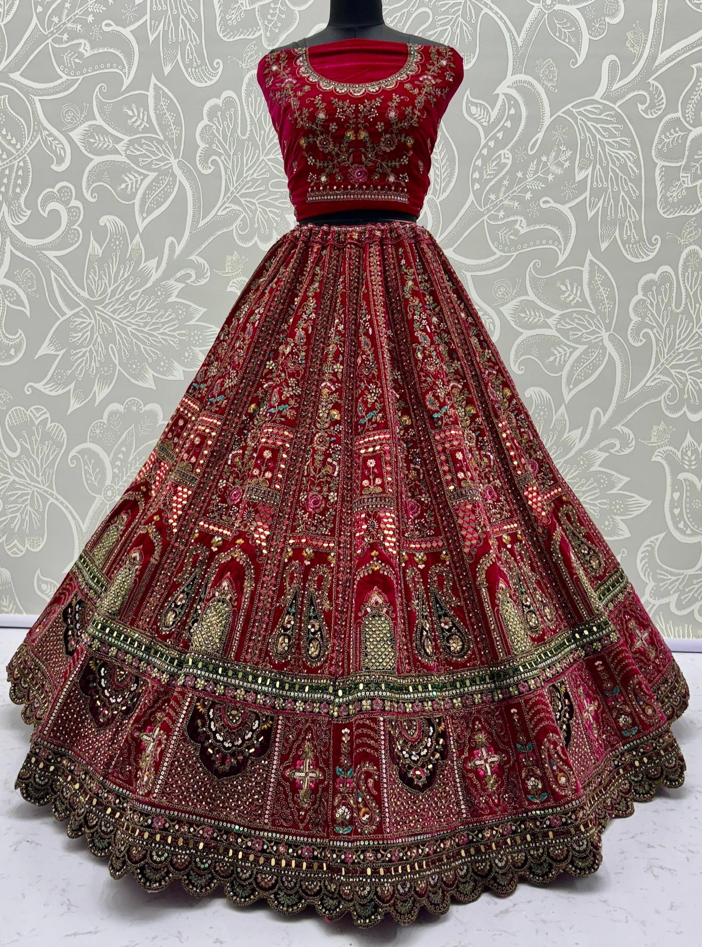 Rani Pink Bridal Lehenga with Heavy Embellishments & Double Dupatta