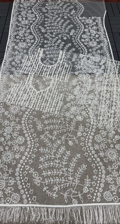 Sequin Embroidered Net Saree - Multiple Colour Options