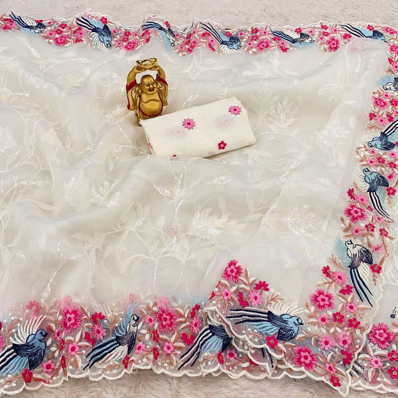 Soft Organza Silk Sequin Embroidered Saree