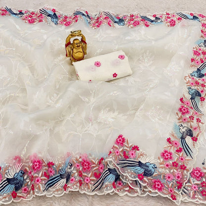 Soft Organza Silk Sequin Embroidered Saree