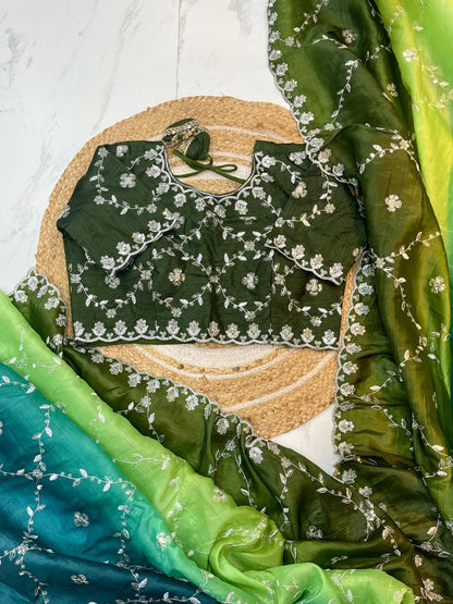 Gold-Crush Sequin Embroidered Saree.