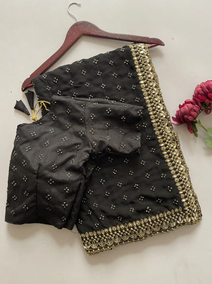 Faux Georgette Sequin & Mirror Work Saree