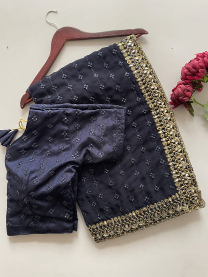 Faux Georgette Sequin & Mirror Work Saree