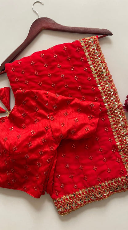 Faux Georgette Sequin & Mirror Work Saree
