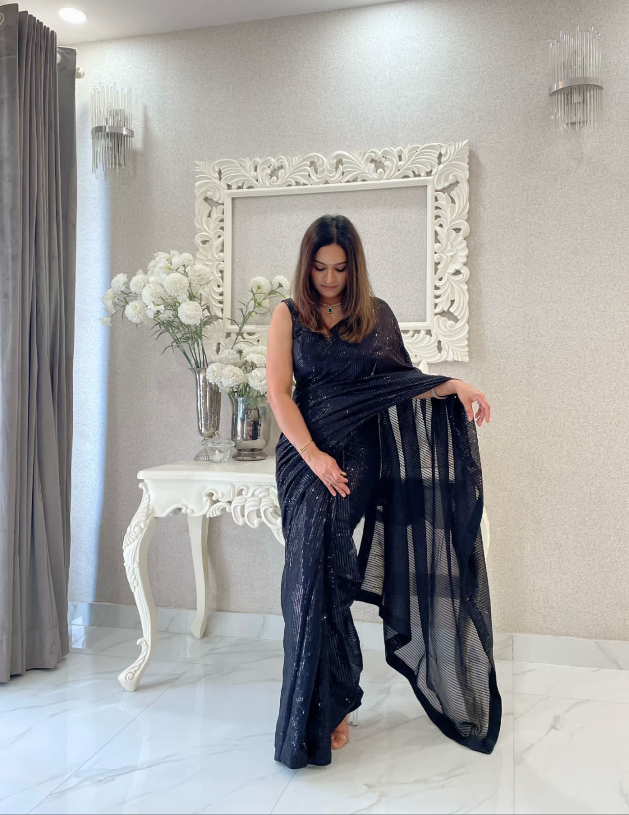 Georgette Sequin Saree