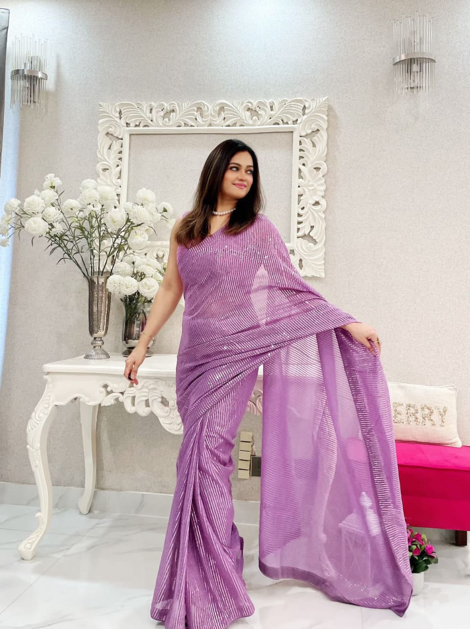 Georgette Sequin Saree