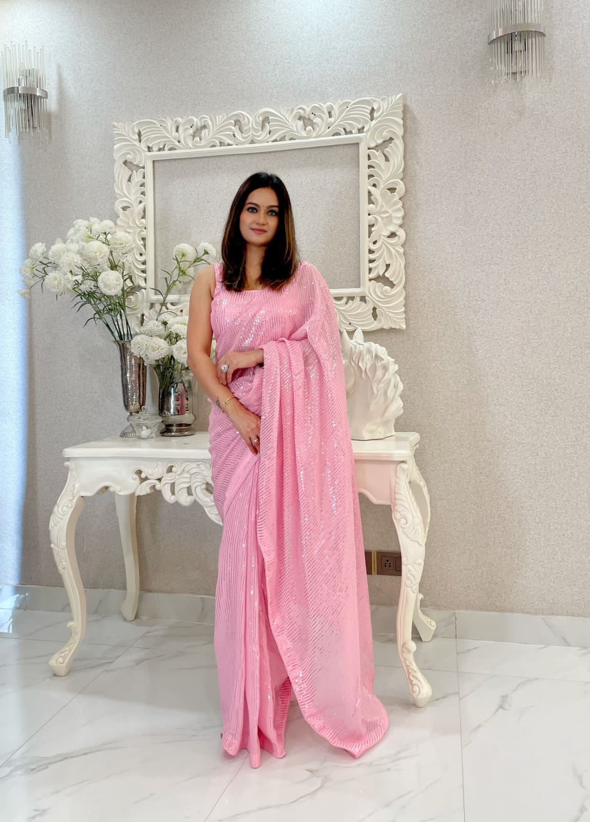 Georgette Sequin Saree
